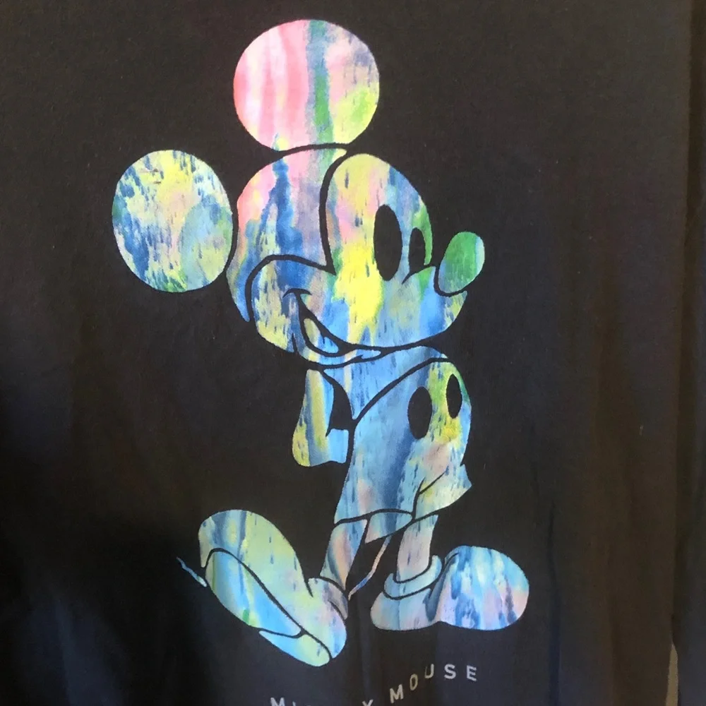 Disney Black Long Sleeve Tee with Multicolor Mickey